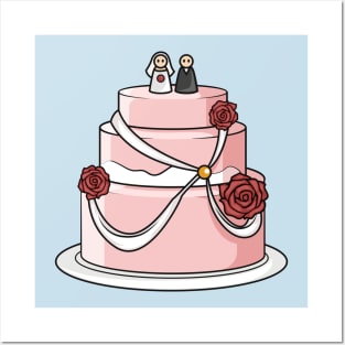 Wedding cake cartoon illustration Posters and Art